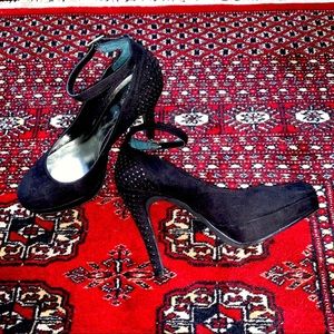 Black Rhinestone Heels